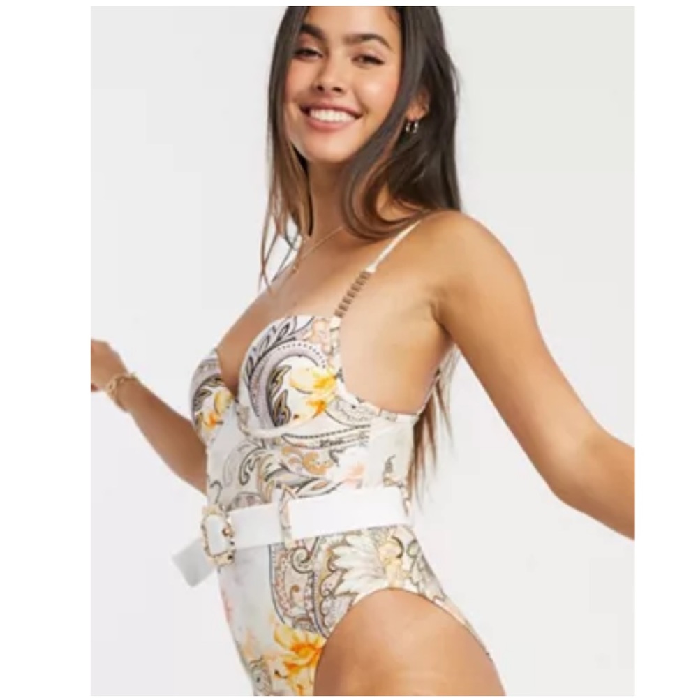 River island paisley print belted bathing suit